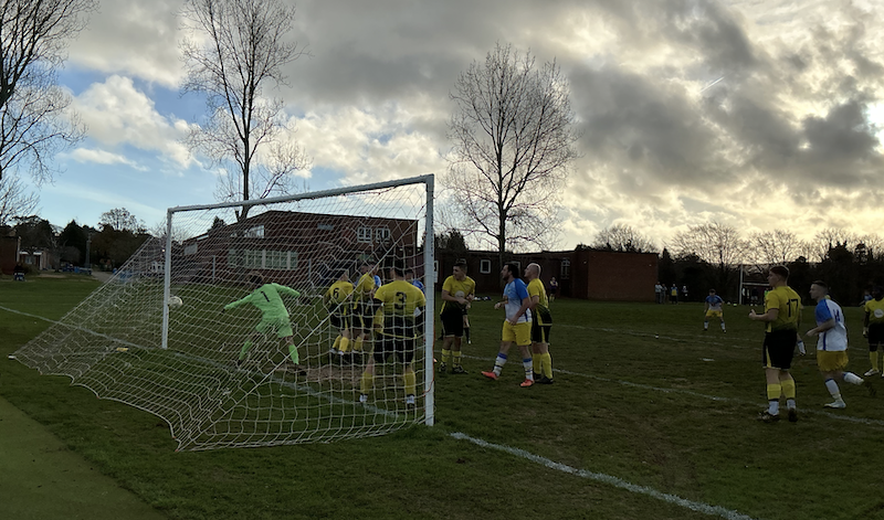 Ventnor A beat Sandown keeper Corrie Hallett to lead 1-0
