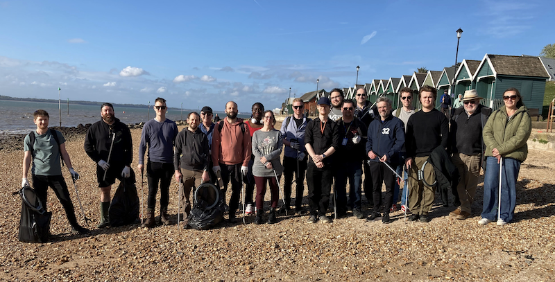 The Yokogawa Marex beach cleaning team